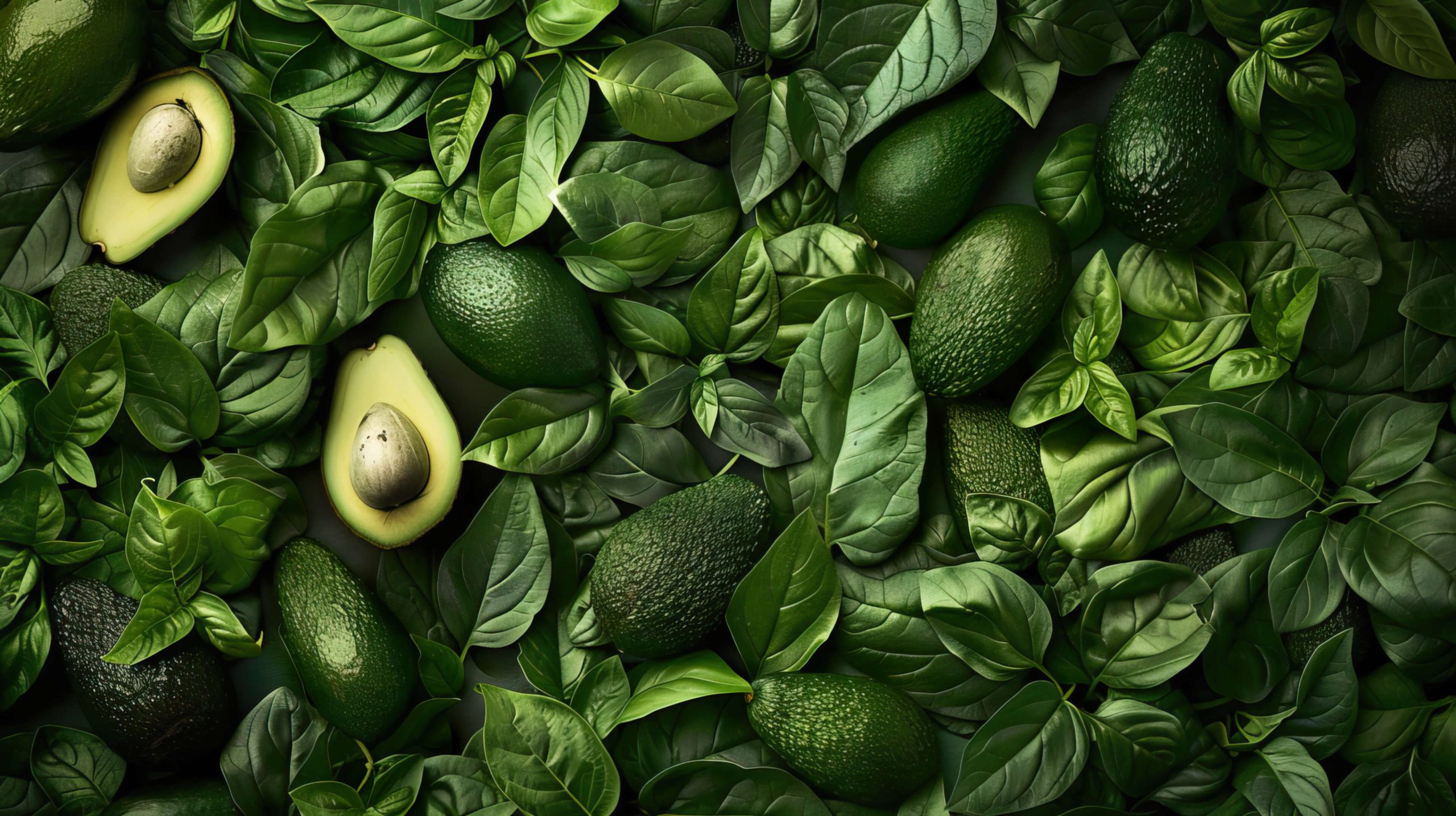 Avocado-and-leafy-greens-in-a-harmonious-blend-forming-a-fresh-and-vibrant-wallpaper